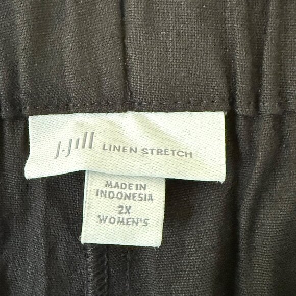 J.Jill Linen Stretch Pants Womens 2x Black Tapered Capri Pull On Beachy Resort - Picture 5 of 11